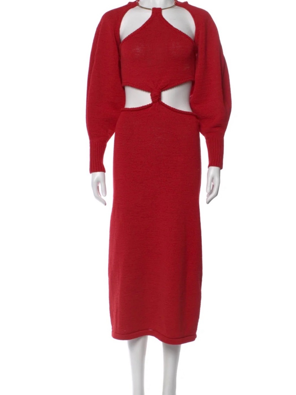 cult gaia Red Cutout Knit Midi Dress